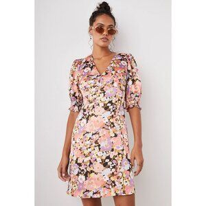 Rails Roma Floral Victorian Baby Doll‎ Puff Sleeves V-Neckline Angel core Dress